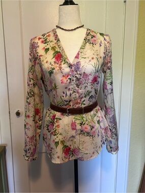 Y2K Zara Fleur Sauvage Blouse Size Medium
